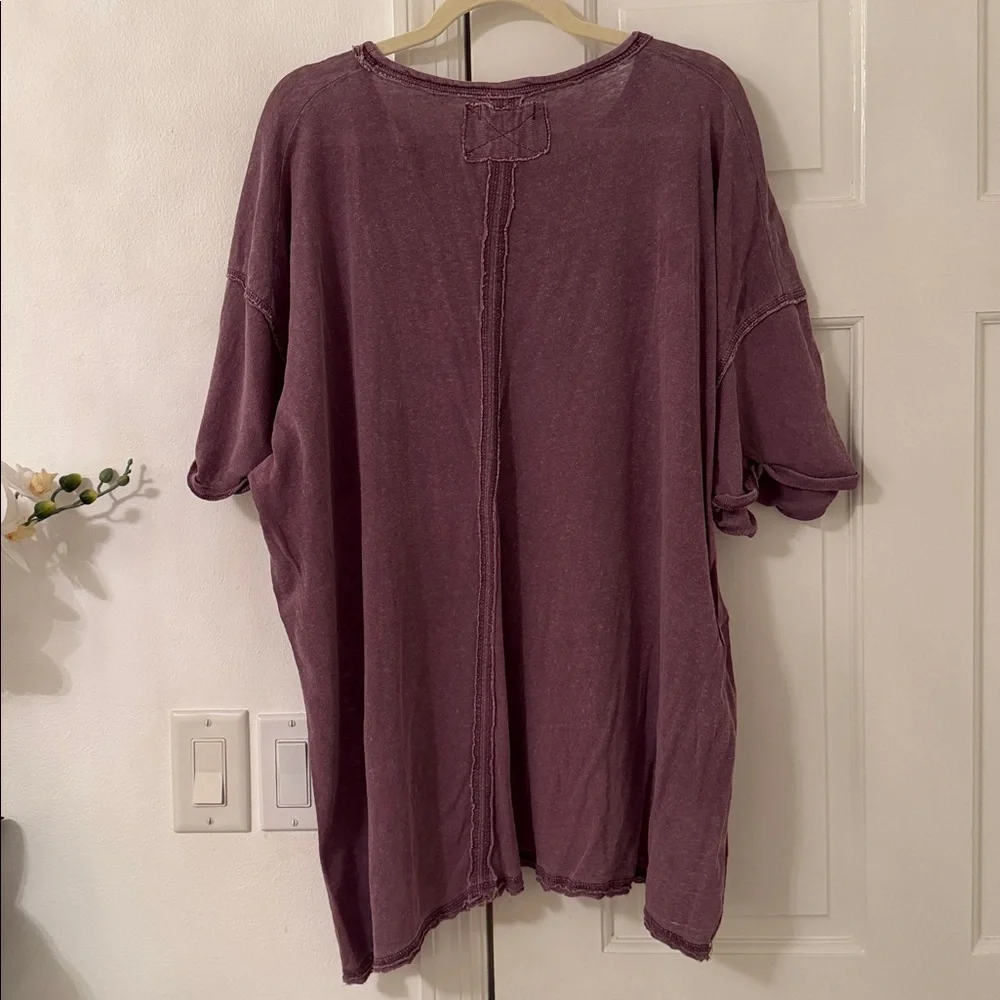 Free People We The Free Linen Blend Diego Tee Wine Grape - Picture 5 of 10